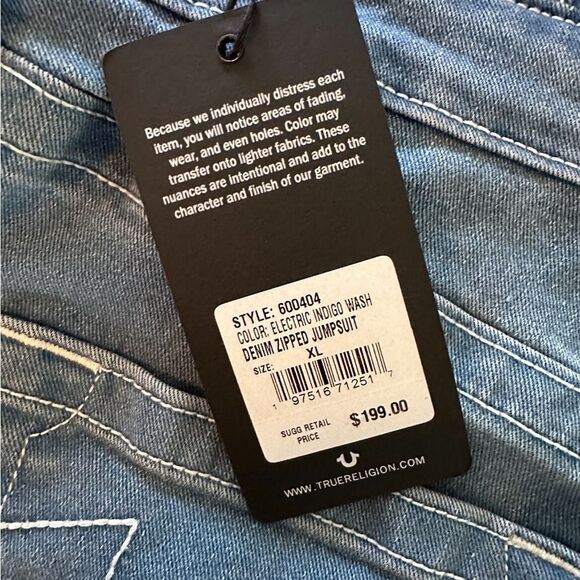 TRUE RELIGION  DENIM JUMPSUIT WOMEN'S SIZE XL New - Picture 7 of 7